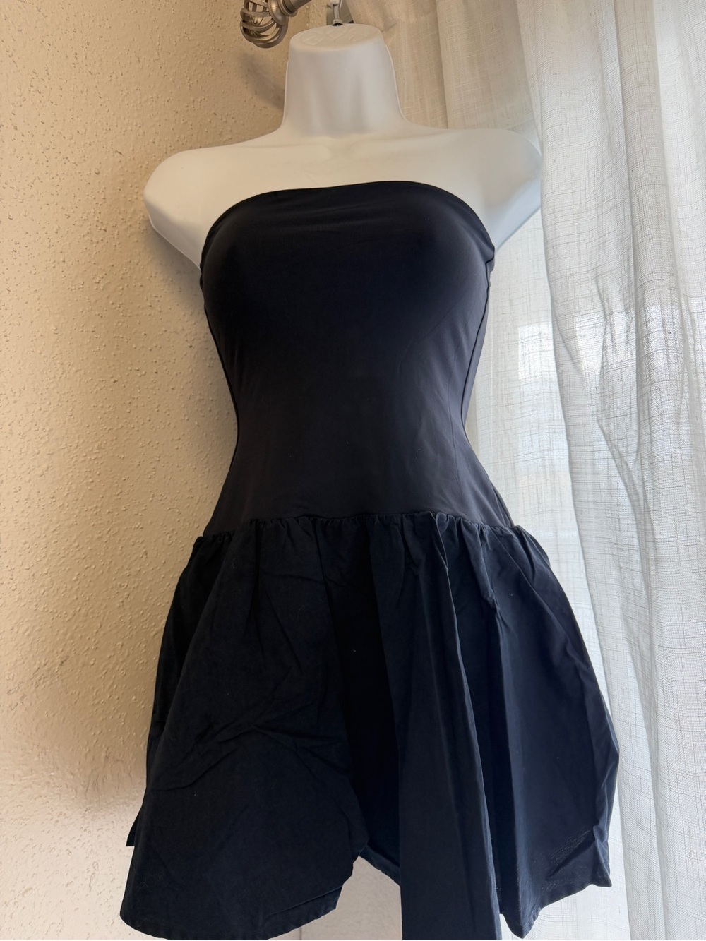 Babaton Strapless Black Fit-and-Flare Mini Dress